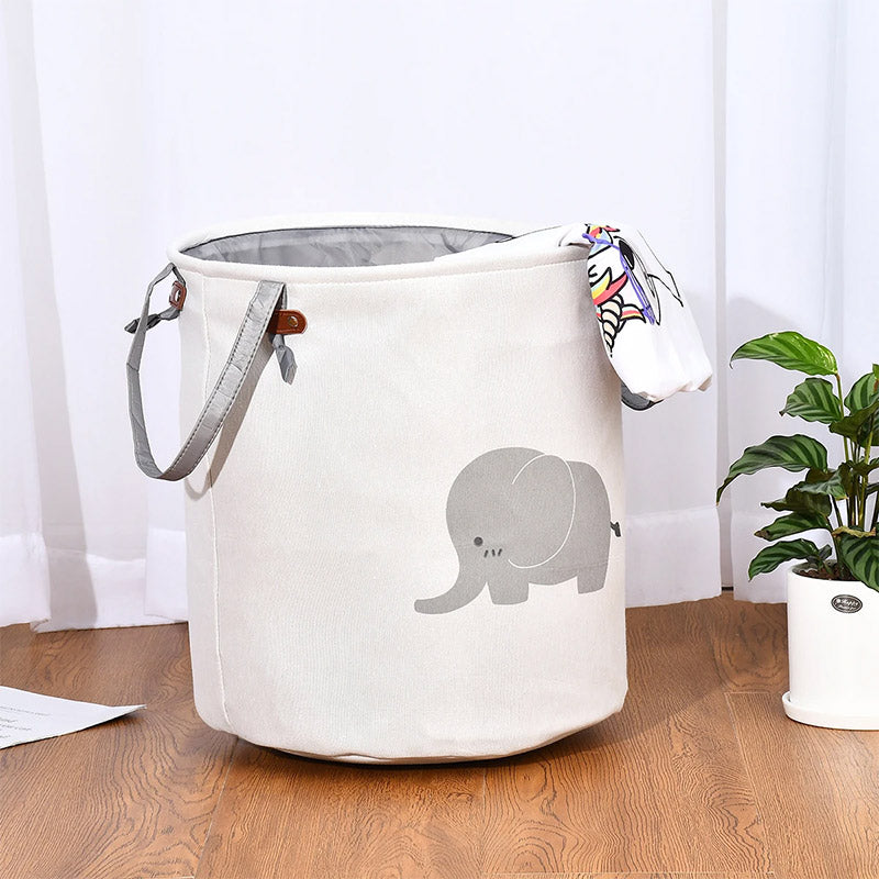 38L Foldable Canvas Laundry Basket Toy Storage Bin Home Organizer