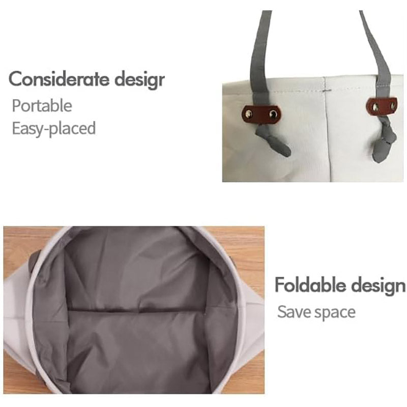 38L Foldable Canvas Laundry Basket Toy Storage Bin Home Organizer