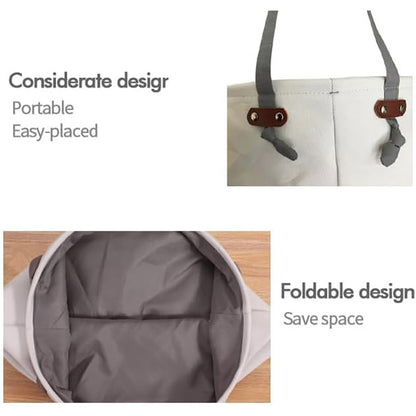 38L Foldable Canvas Laundry Basket Toy Storage Bin Home Organizer