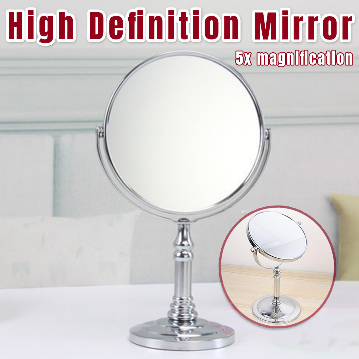 Desktop Vanity Mirror 5x Magnifying 360 Rotating for Makeup