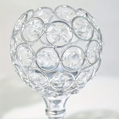 3 Pcs Crystal Candle Holders Metal Base Wedding Dinner Decor Set