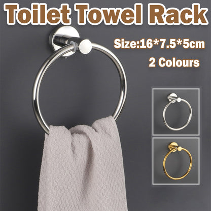 Bathroom Towel Rack Wall Mounted Towel Ring Black Toilet Paper Holder Shelf AU