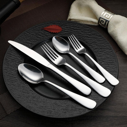 20/40pcs Stainless Steel Cutlery Set Knife Fork Spoon Western Hotel Tableware