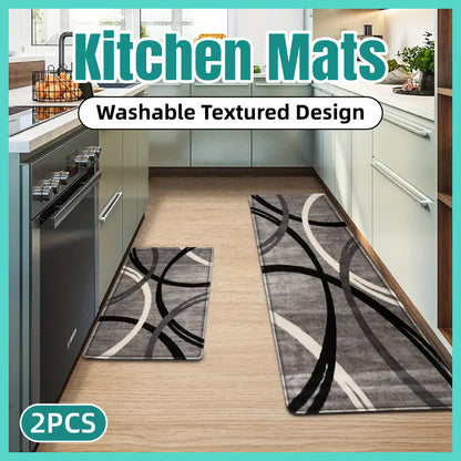 2pcs Long Kitchen Floor Mats Dirty Resistant Durable Washable Home Floor Mats