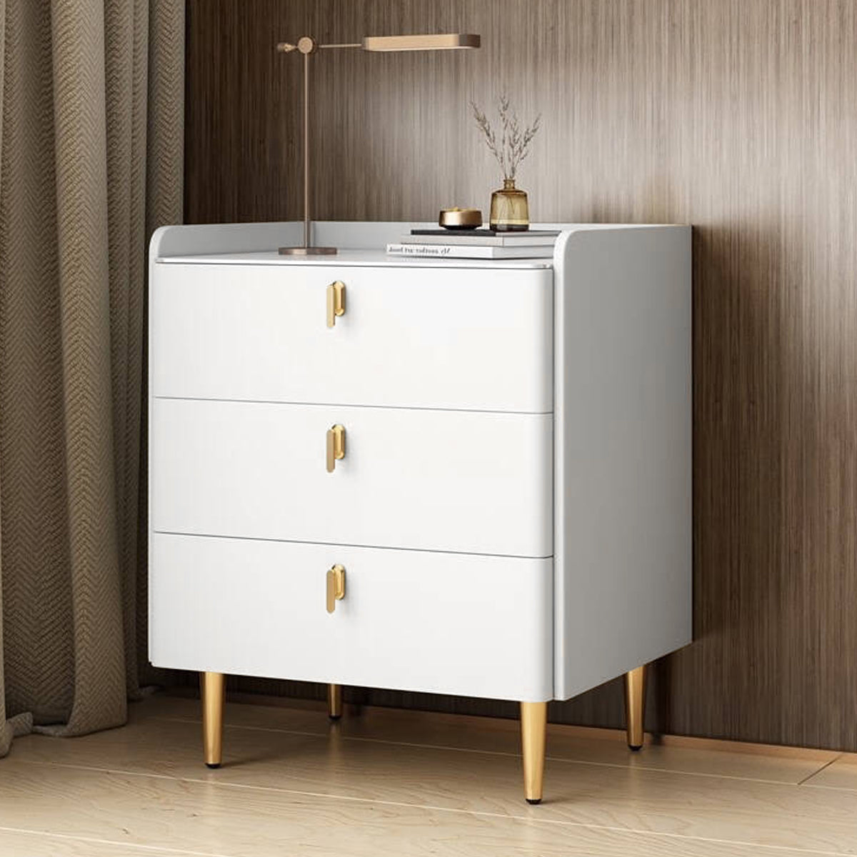 3-Drawer Nightstand Bedroom Storage Cabinet Minimalist Bedside Locker Organizer