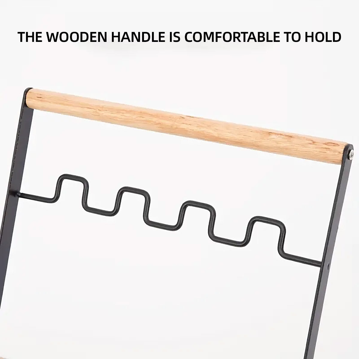 Outdoor Portable Wooden Handle Folding Garbage Rack Garbage Bag Rack Household Kitchen Picnic Barbecue Plastic Bag Holder