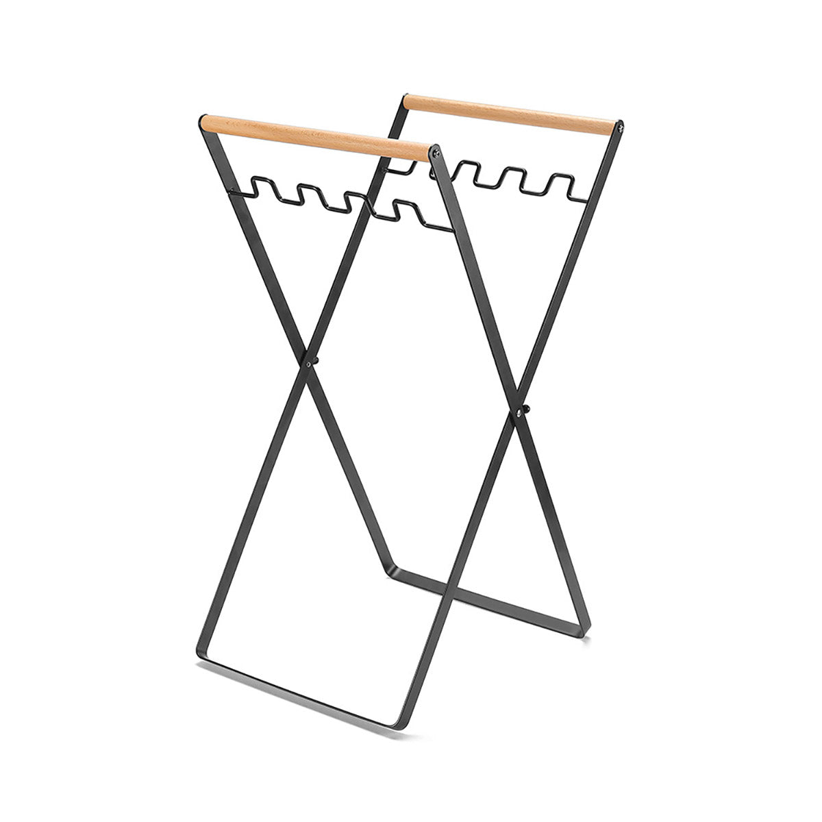 Outdoor Portable Wooden Handle Folding Garbage Rack Garbage Bag Rack Household Kitchen Picnic Barbecue Plastic Bag Holder