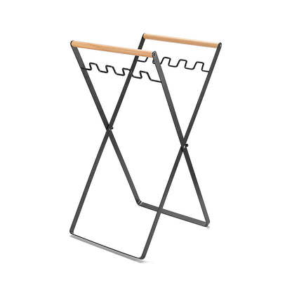 Outdoor Portable Wooden Handle Folding Garbage Rack Garbage Bag Rack Household Kitchen Picnic Barbecue Plastic Bag Holder