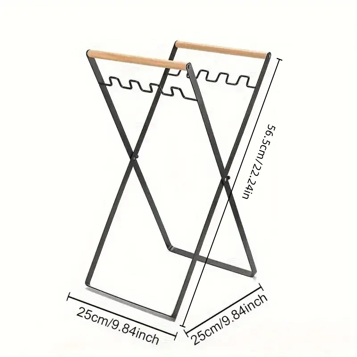 Outdoor Portable Wooden Handle Folding Garbage Rack Garbage Bag Rack Household Kitchen Picnic Barbecue Plastic Bag Holder