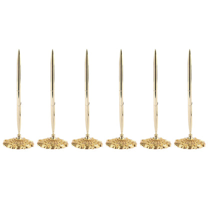 6pcs Black Ballpoint Pen Set Plum Blossom Base Office Desk Signature Writing Pen