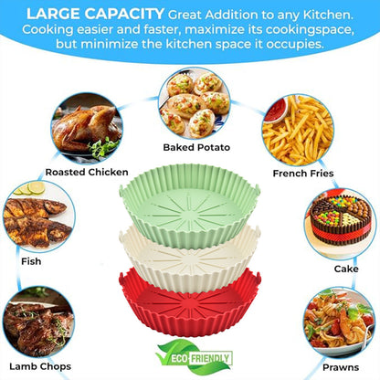2PCS Silicone Air Fryer Baking Pan Round Household Tray Reusable Non Stick AU