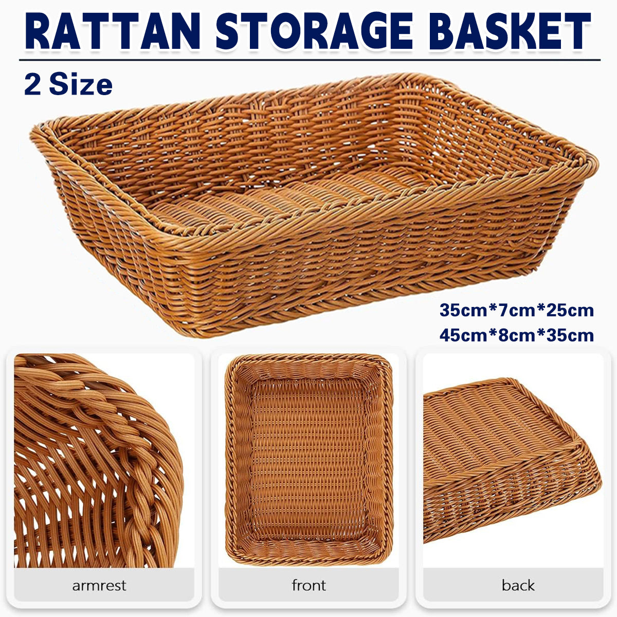 Hand Woven Rattan Tray Snack Serving Dish Hotel Fruits Pastry Plate Basket AU