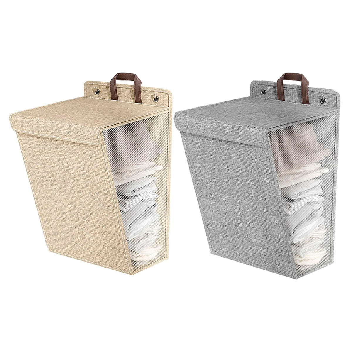 Foldable Wall Mounted Laundry Basket Breathable Mesh