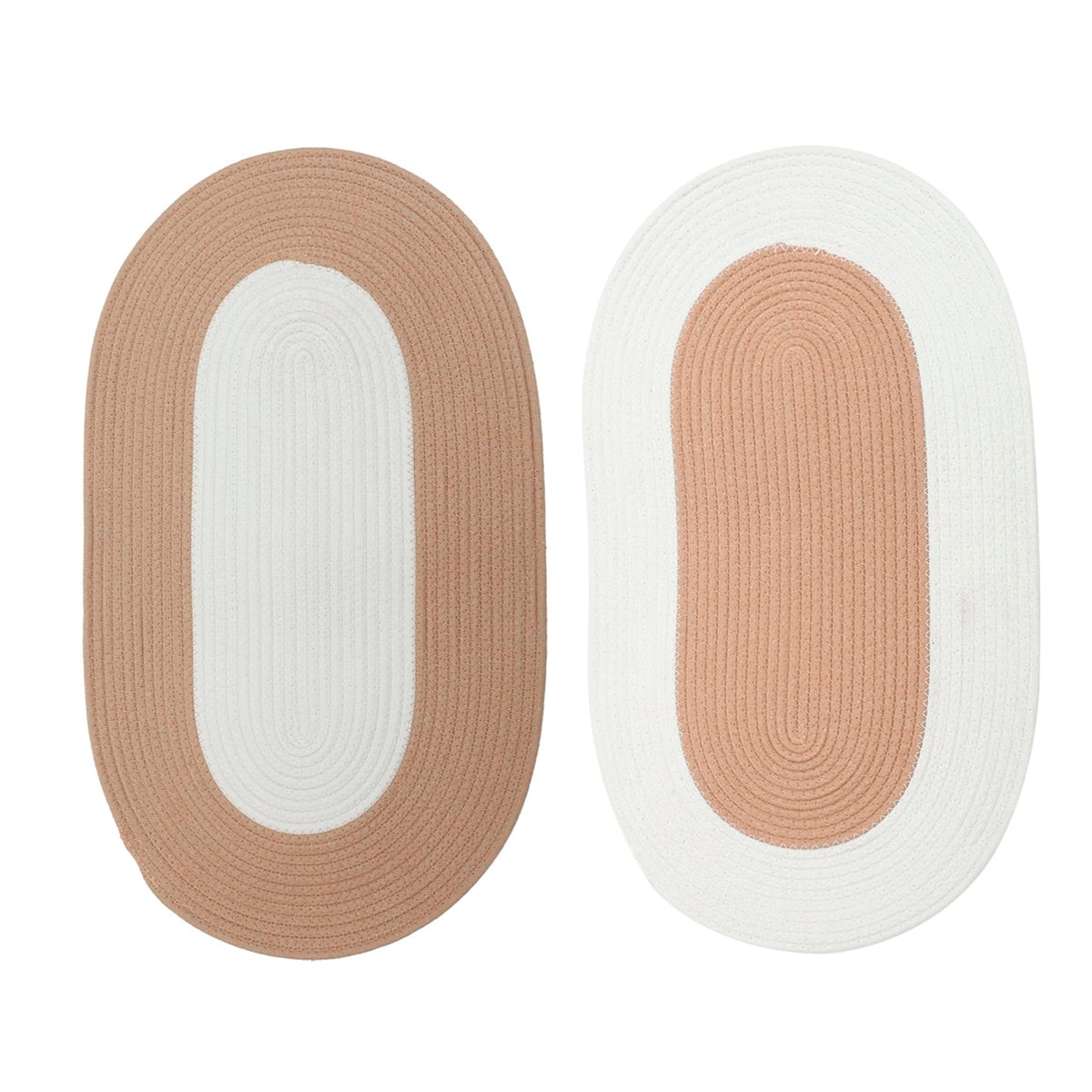 Oval Cotton Floor Mat Non-Slip Washable Bedroom Rug