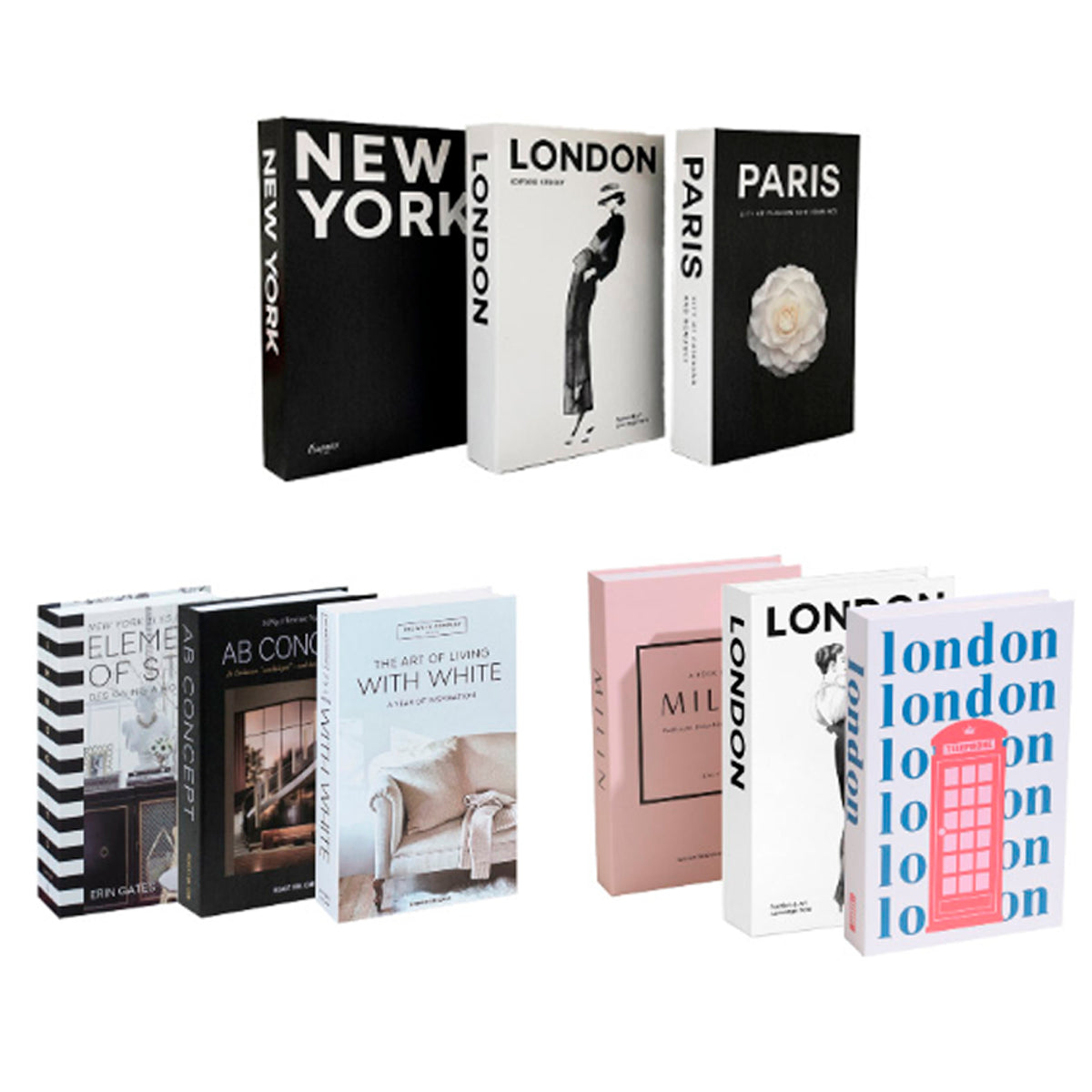 3 Pcs Modern Decorative Foldable Faux Books Set City Theme