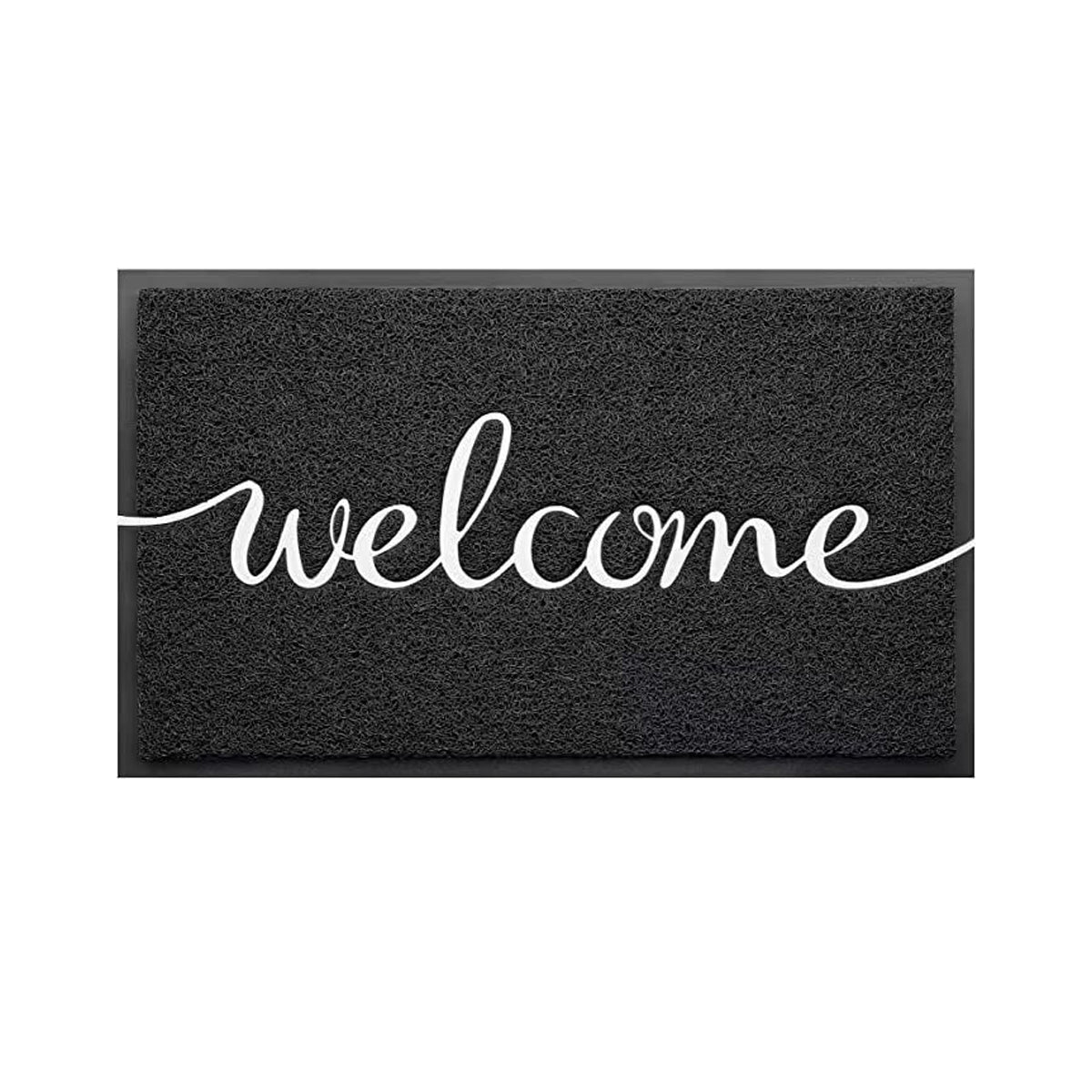 Black Door Mat Welcome Carpet Modern Simple Silk Ring Floor Entrance Rug Indoor