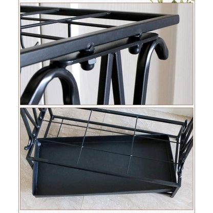 Wrought Iron Umbrella Storage Rack with Water Tray 50x24x70cm
