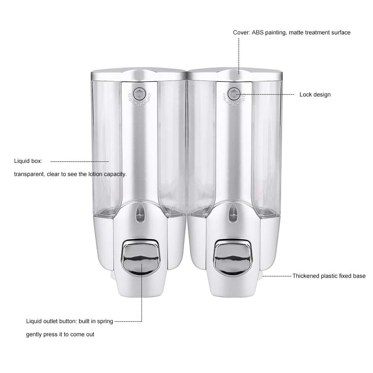 Wall-Mounted Manual Soap Dispenser 350ml Transparent ABS