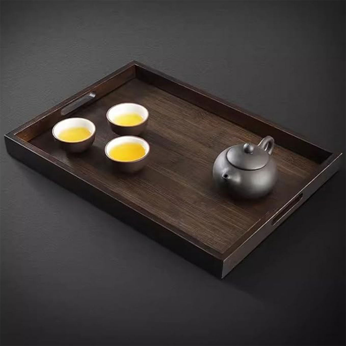 Bamboo Tea Tray Rectangular Walnut Colour Fruit Bread Serving Plate