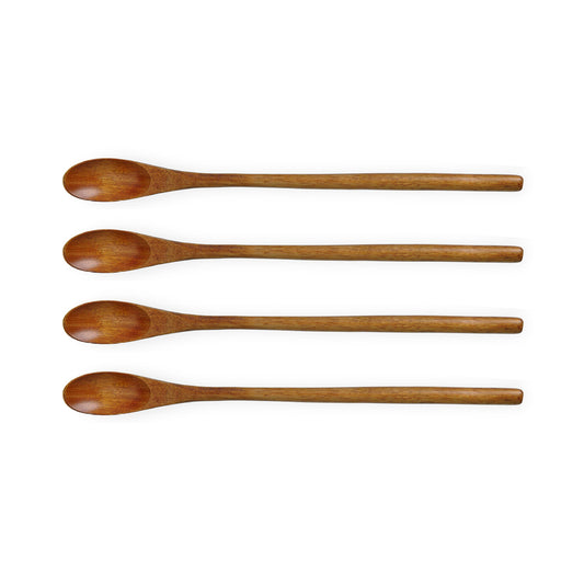 4PCS Japanese Wooden Long Handle Stirring Spoons for Coffee and Tea