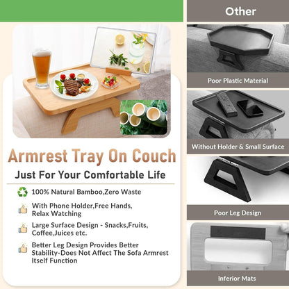 Wooden Lazy Sofa Tray Rotating With Mobile Phone Tablet Holder Dinner Plate Breakfast Plate Snack Foldable Tray