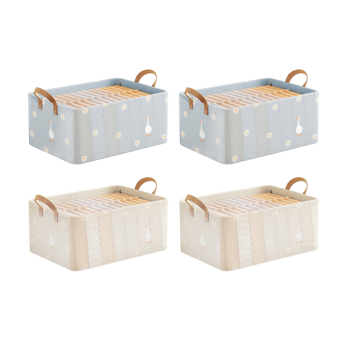 4pcs Clothes Storage Box Foldable Organizer for Closet Household Dormitory Use