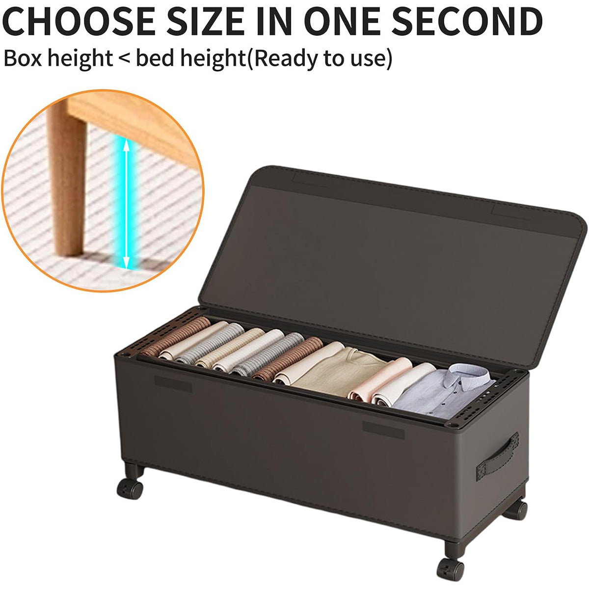 Under Bed Storage Box Household Wheeled Clothes Organizer Toy Container with Lid