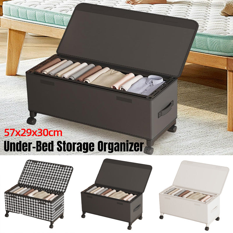 Under Bed Storage Box Household Wheeled Clothes Organizer Toy Container with Lid