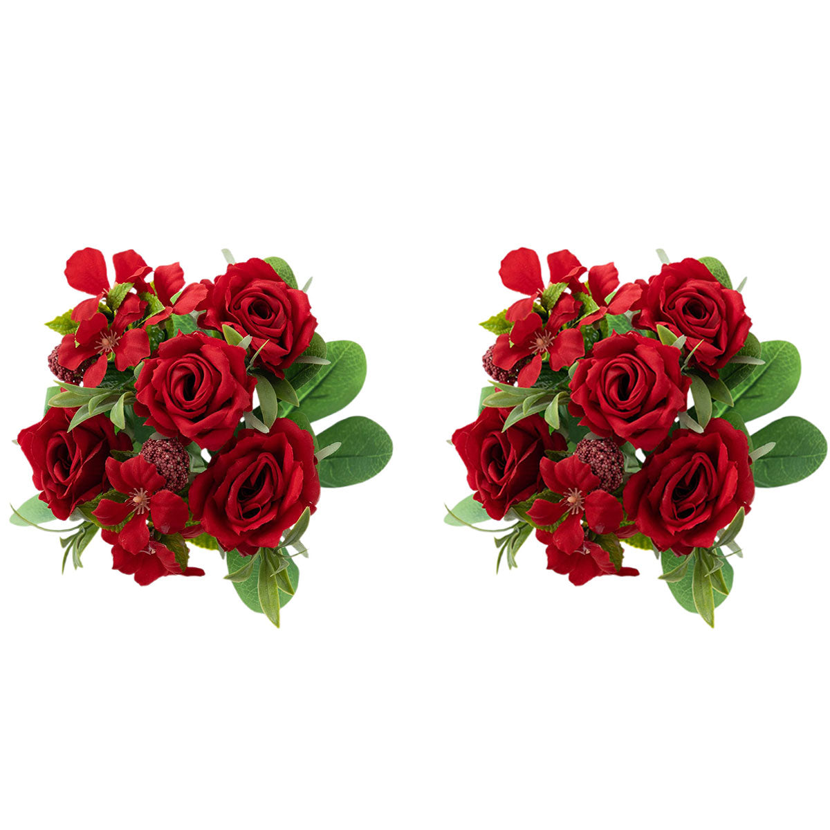 2Pcs Simulation Rose Bouquet Home Decoration Artificial Flower Arrangement Set