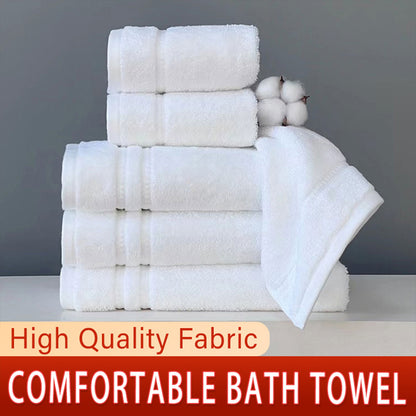 6pcs White Cotton Hotel Bath Towels Soft Absorbent for Spa Bathroom