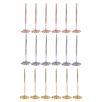 6pcs Black Ballpoint Pen Set Plum Blossom Base Office Desk Signature Writing Pen