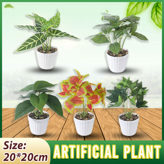 Artificial Small Potted Plant Decoration Faux Bonsai Greenery Indoor Home Decor