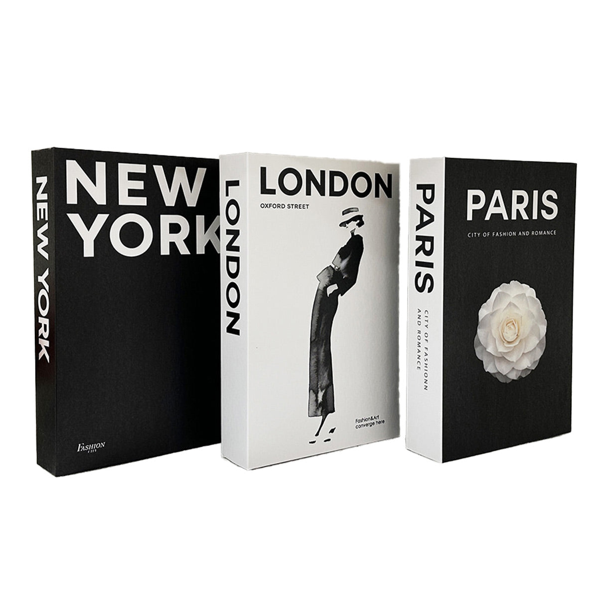 3 Pcs Modern Decorative Foldable Faux Books Set City Theme