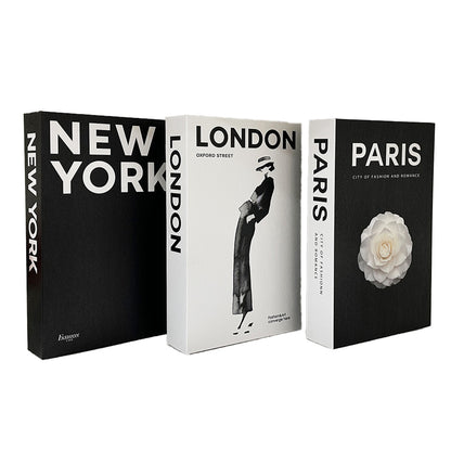 3 Pcs Modern Decorative Foldable Faux Books Set City Theme
