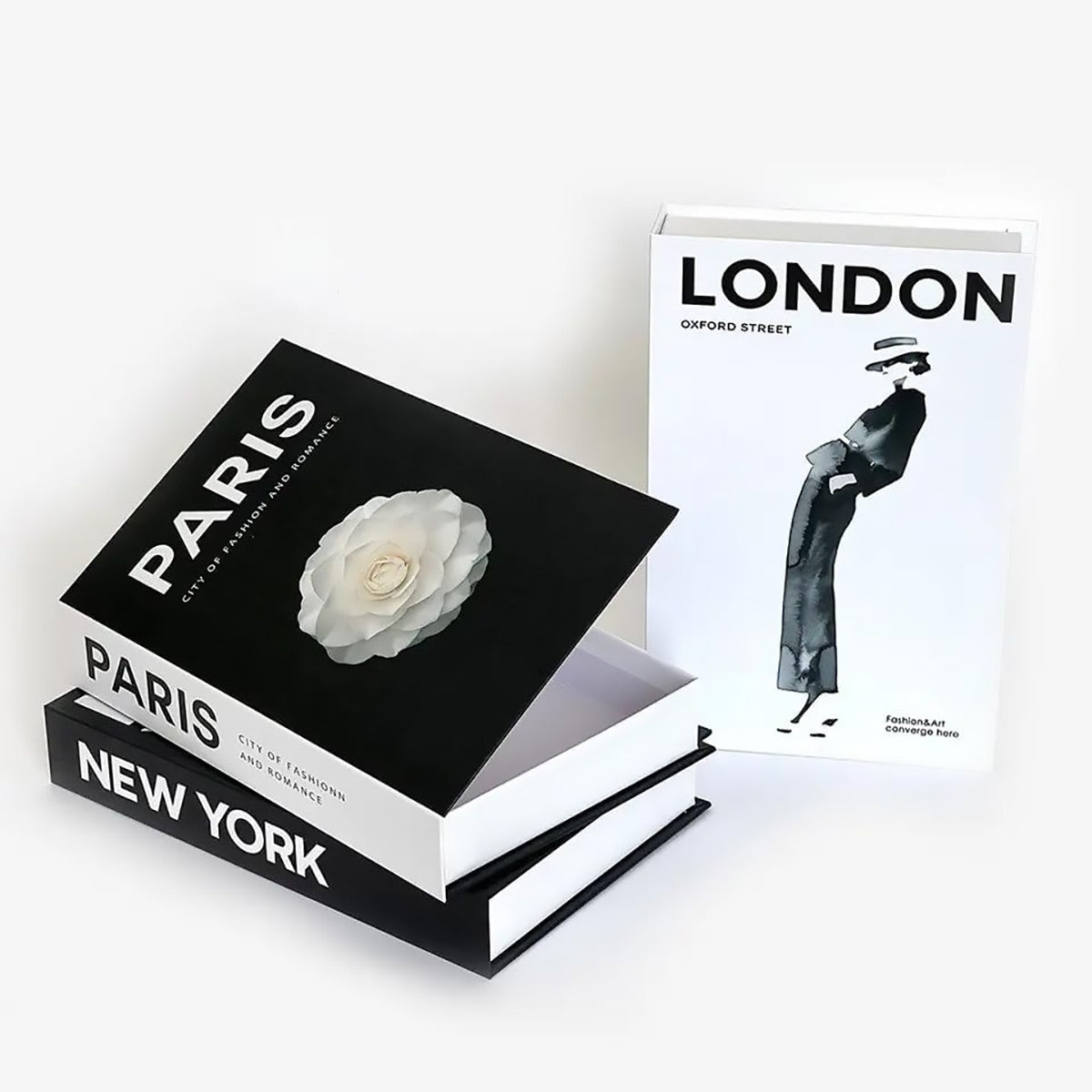 3 Pcs Modern Decorative Foldable Faux Books Set City Theme
