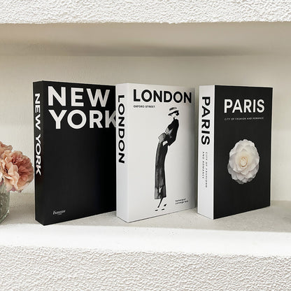 3 Pcs Modern Decorative Foldable Faux Books Set City Theme