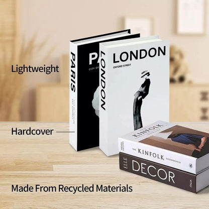 3 Pcs Modern Decorative Foldable Faux Books Set City Theme