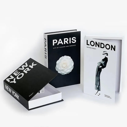 3 Pcs Modern Decorative Foldable Faux Books Set City Theme