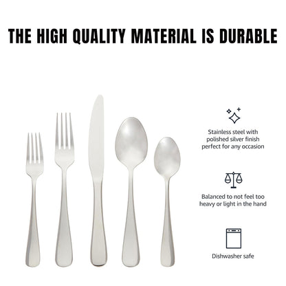 20/40pcs Stainless Steel Cutlery Set Knife Fork Spoon Western Hotel Tableware