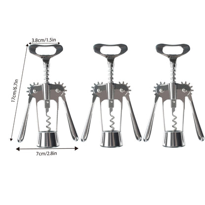 3pcs Red Wine Bottle Opener Corkscrew Set Kitchen Bar Tools for Easy Opening