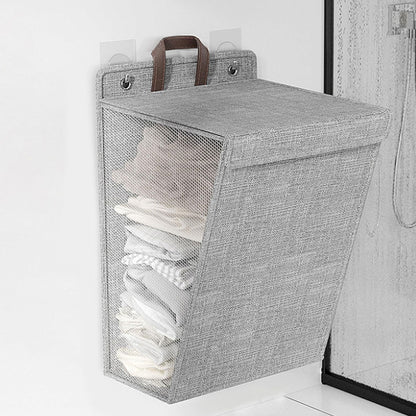 Foldable Wall Mounted Laundry Basket Breathable Mesh