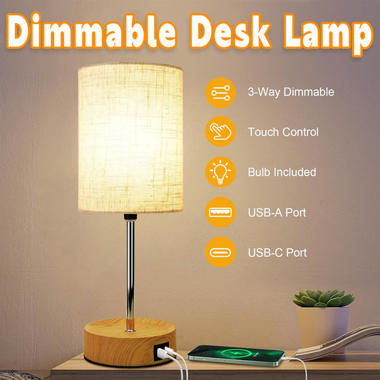 3-Speed Dimmable Bedside Table Lamp Touch Control Modern Nightstand Light AU