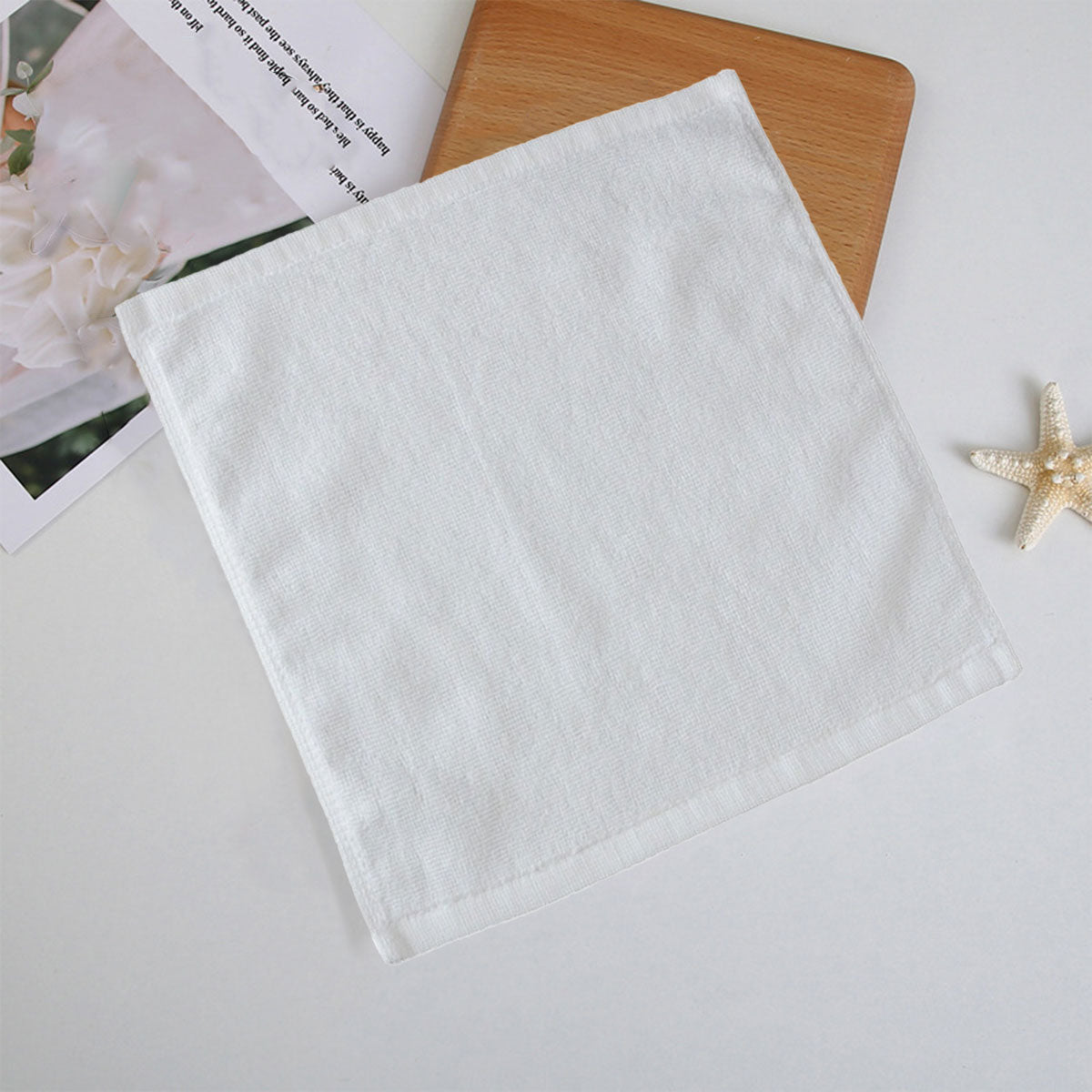 6 Pcs Hotel Cotton Face Towel White Soft Square Cloth
