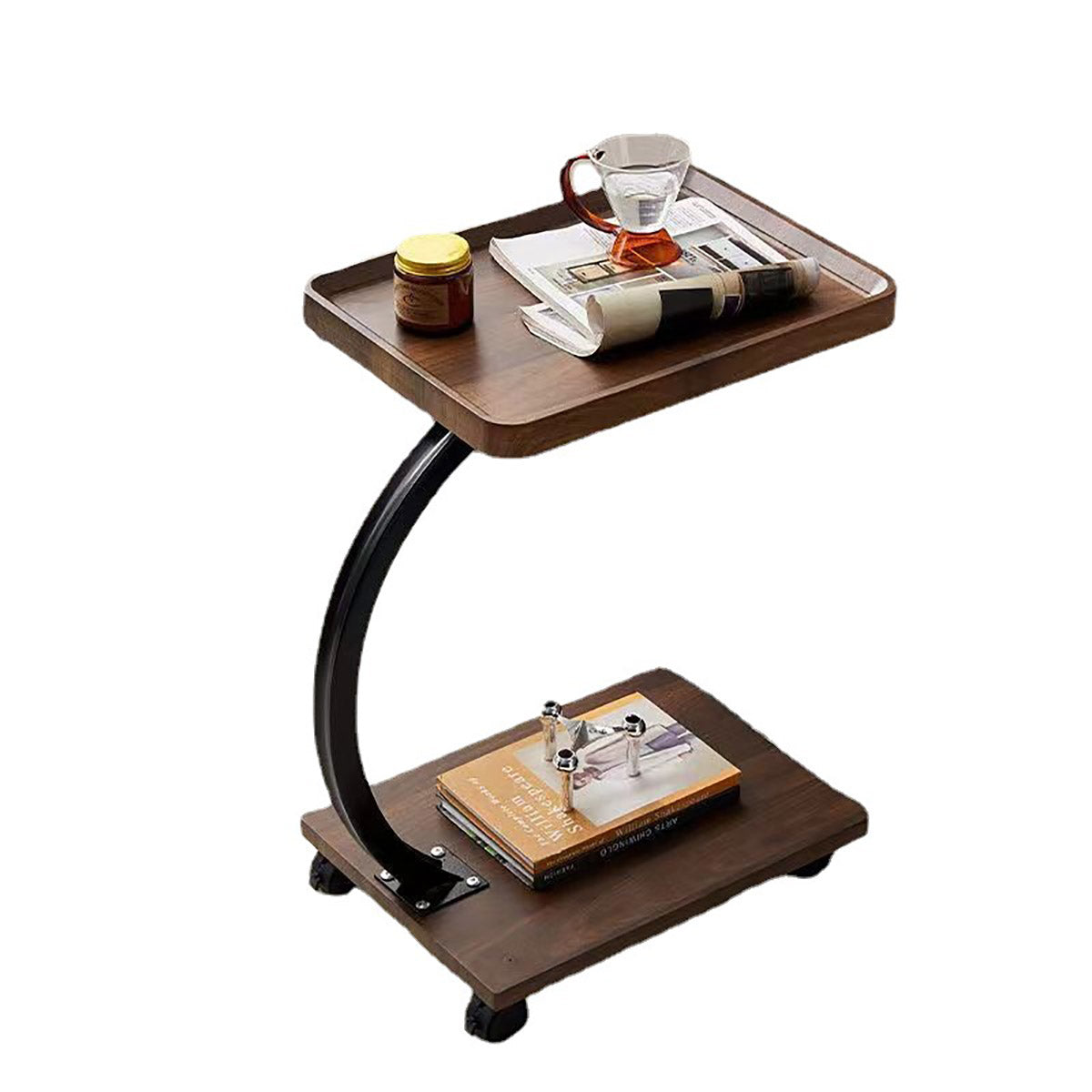 Movable Coffee Side Table Laptop Desk Bedside Sofa Tea End Table Wooden Metal