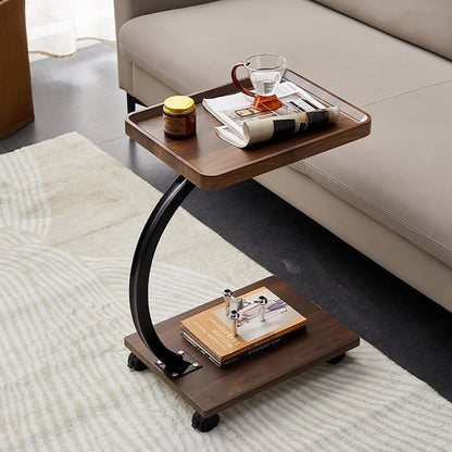 Movable Coffee Side Table Laptop Desk Bedside Sofa Tea End Table Wooden Metal