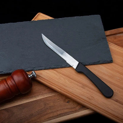 6pcs Stainless Steel Steak Knife Set With Black Handle for Kitchen Dining