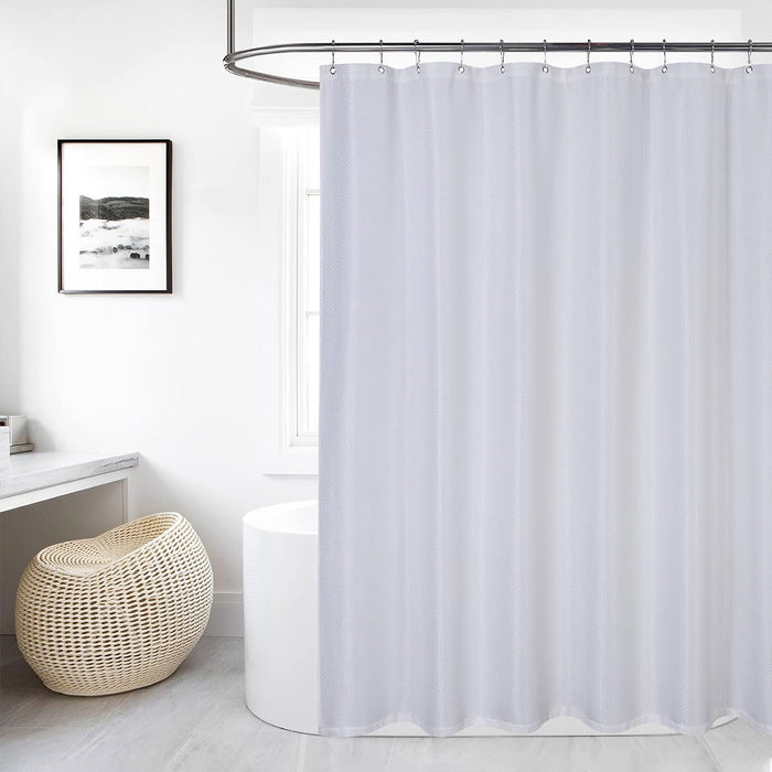 White Polyester Shower Curtain with Eyelets