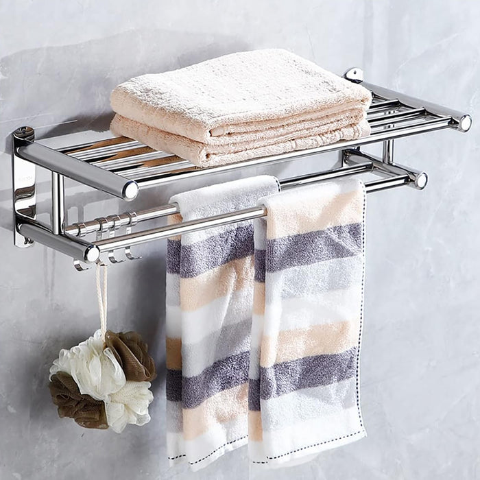 Stainless Steel Towel Rack with Top Shelf