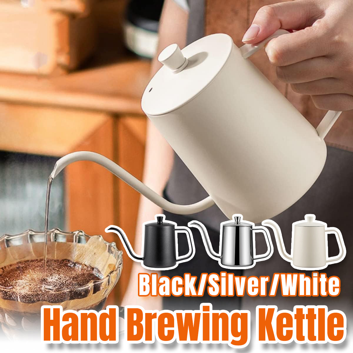 Hand Drip Coffee Pot Stainless Steel Fine Spout Hanging Ear Filter Cup Kettle