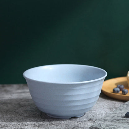 4pcs Wheat Straw Rice Bowl Round Noodle Bowl Drop Proof Kitchen Tableware Set